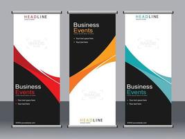 Business banner roll up set standee banner template. vector