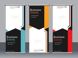 Business banner roll up set standee banner template. vector