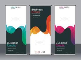 Business banner roll up set standee banner template. vector