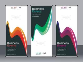 Business banner roll up set standee banner template. vector