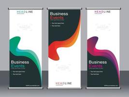 Business banner roll up set standee banner template. vector