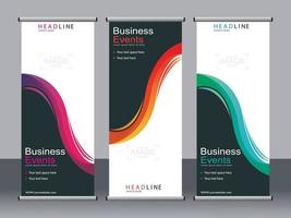 Business banner roll up set standee banner template. vector