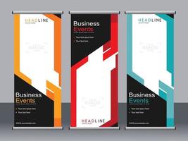 Business banner roll up set standee banner template. vector