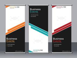 Business banner roll up set standee banner template. vector