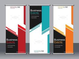 Business banner roll up set standee banner template. vector