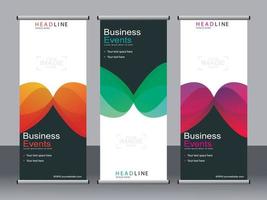 Business banner roll up set standee banner template. vector