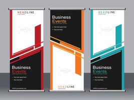 Business banner roll up set standee banner template. vector