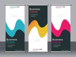 Business banner roll up set standee banner template. vector