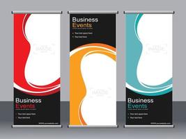 Business banner roll up set standee banner template. vector