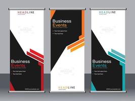 Business banner roll up set standee banner template. vector