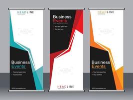 Business banner roll up set standee banner template. vector