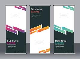 Business banner roll up set standee banner template. vector