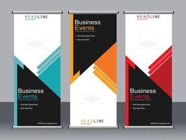 Business banner roll up set standee banner template. vector