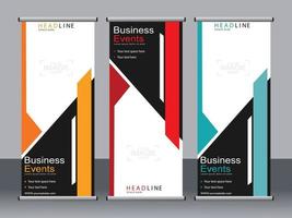 Business banner roll up set standee banner template. vector