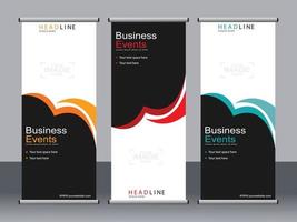 Business banner roll up set standee banner template. vector