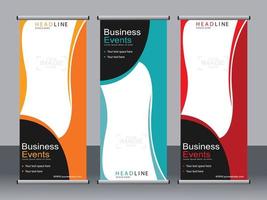 Business banner roll up set standee banner template. vector