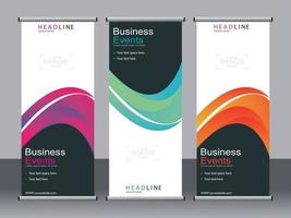 Business banner roll up set standee banner template. vector