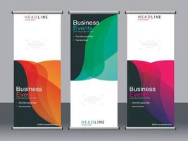 Business banner roll up set standee banner template. vector