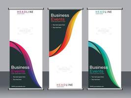 Business banner roll up set standee banner template. vector