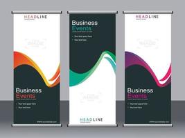 Business banner roll up set standee banner template. vector