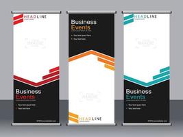 Business banner roll up set standee banner template. vector