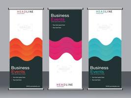 Business banner roll up set standee banner template. vector