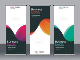 Business banner roll up set standee banner template. vector