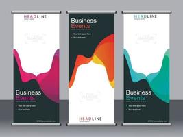 Business banner roll up set standee banner template. vector