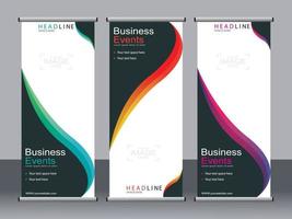 Business banner roll up set standee banner template. vector