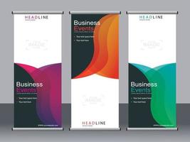 Business banner roll up set standee banner template. vector