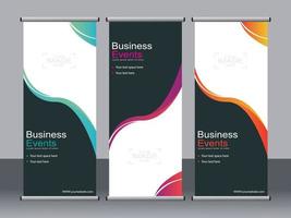 Business banner roll up set standee banner template. vector