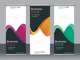 Business banner roll up set standee banner template. vector