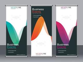 Business banner roll up set standee banner template. vector