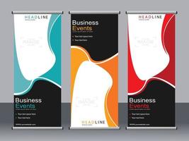 Business banner roll up set standee banner template. vector