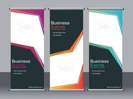 Business banner roll up set standee banner template. vector