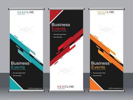 Business banner roll up set standee banner template. vector