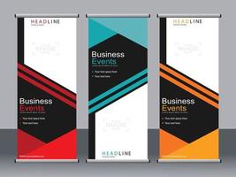 Business banner roll up set standee banner template. vector