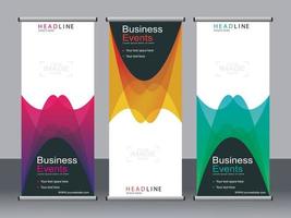 Business banner roll up set standee banner template. vector