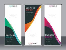 Business banner roll up set standee banner template. vector