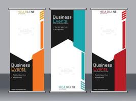 Business banner roll up set standee banner template. vector