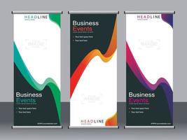 Business banner roll up set standee banner template. vector