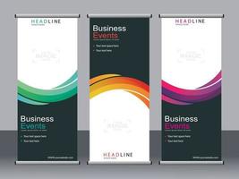 Business banner roll up set standee banner template. vector