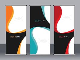 Business banner roll up set standee banner template. vector