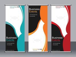 Business banner roll up set standee banner template. vector