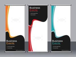 Business banner roll up set standee banner template. vector