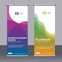 Business banner roll up set standee banner template. vector