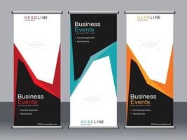 Business banner roll up set standee banner template. vector