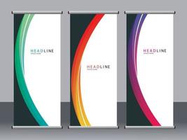 Business banner roll up set standee banner template. vector