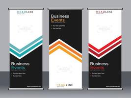 Business banner roll up set standee banner template. vector