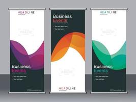 Business banner roll up set standee banner template. vector